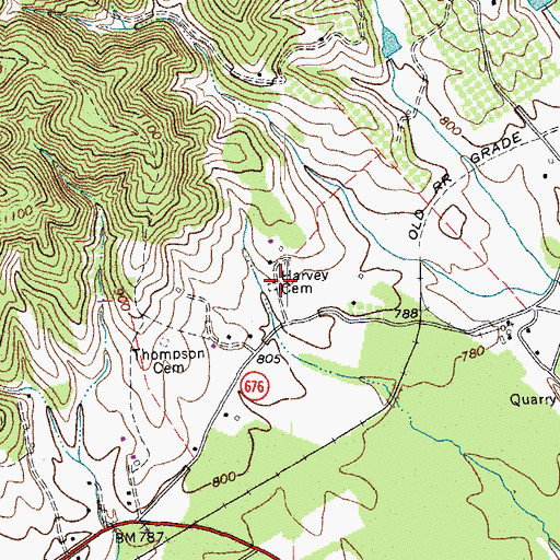 Topographic Map of Harvey Cemetery, VA