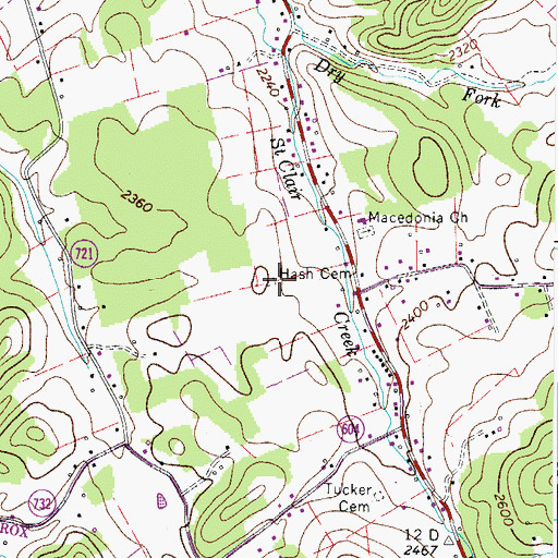 Topographic Map of Hash Cemetery, VA