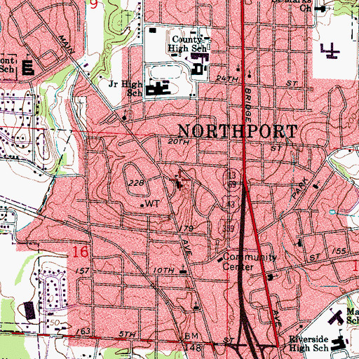 Topographic Map of Northport Elementary School (historical), AL