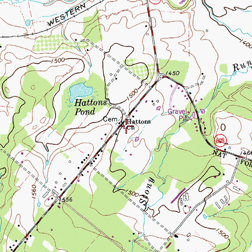 Topographic Map of Hattons Church, VA