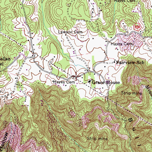 Topographic Map of Hayes Cemetery, VA
