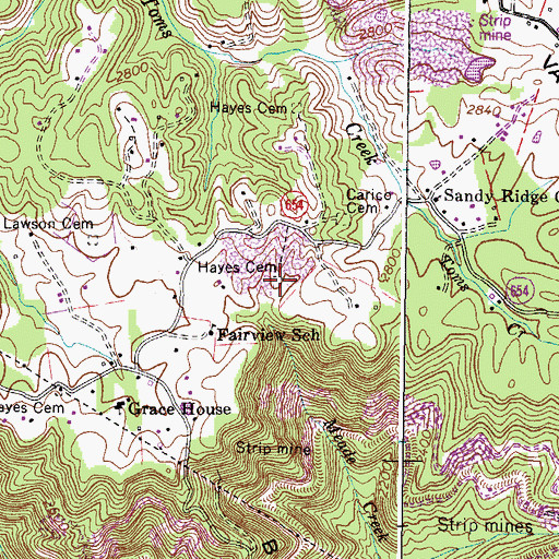 Topographic Map of Hayes Cemetery, VA