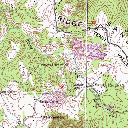 Topographic Map of Hayes Cemetery, VA