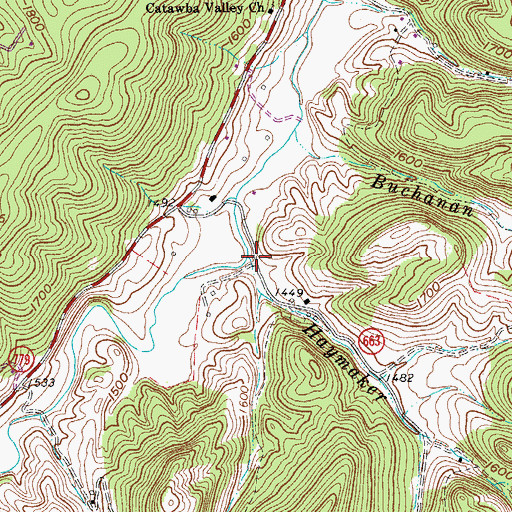 Topographic Map of Haymaker Branch, VA