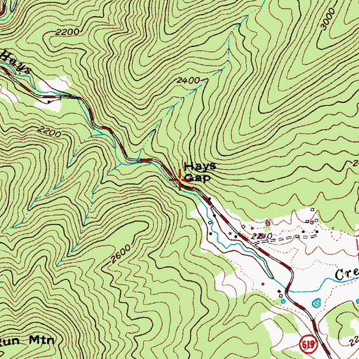 Topographic Map of Hays Gap, VA