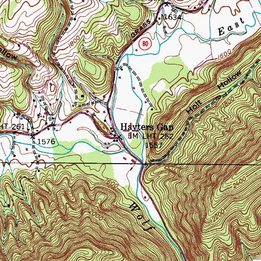 Topographic Map of Hayters Gap, VA
