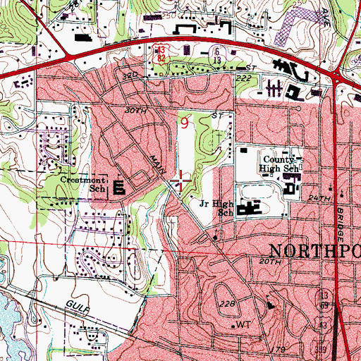 Topographic Map of Northport Main Street Park, AL