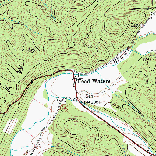 Topographic Map of Head Waters, VA