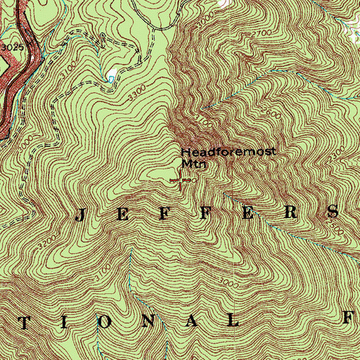 Topographic Map of Headforemost Mountain, VA