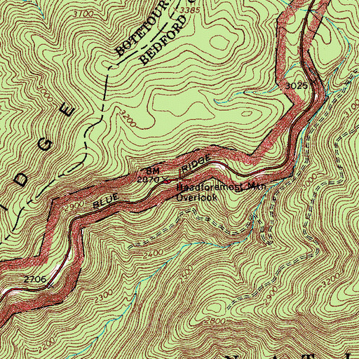 Topographic Map of Headforemost Mountain Overlook, VA