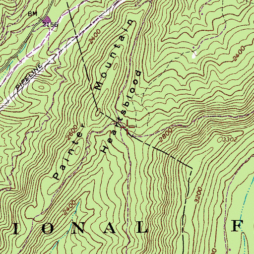 Topographic Map of Heartsblood, VA