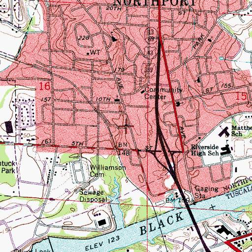 Topographic Map of Northport First United Methodist Church, AL