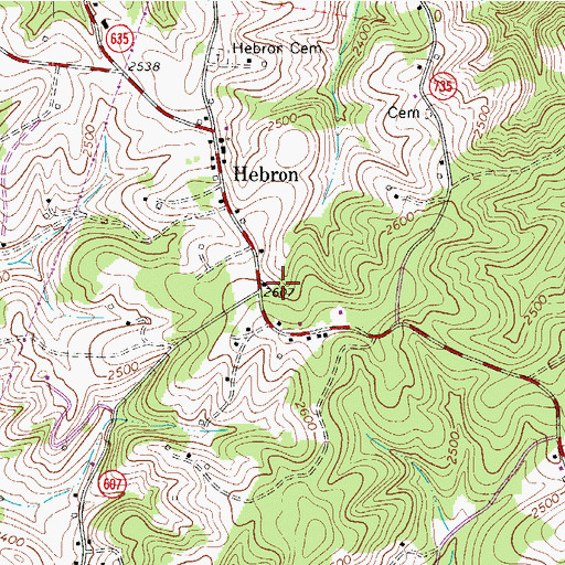 Topographic Map of Hebron, VA