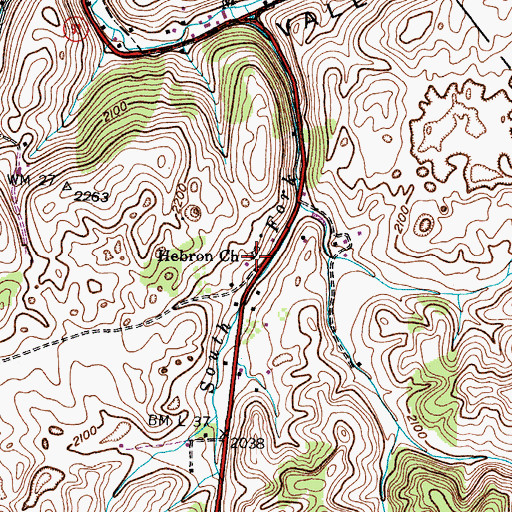 Topographic Map of Hebron Church, VA