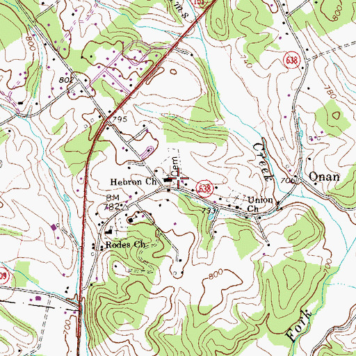 Topographic Map of Hebron Church, VA