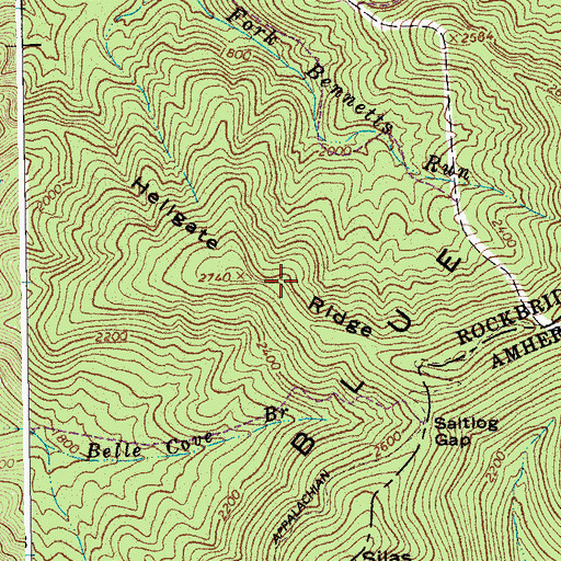 Topographic Map of Hellgate Ridge, VA