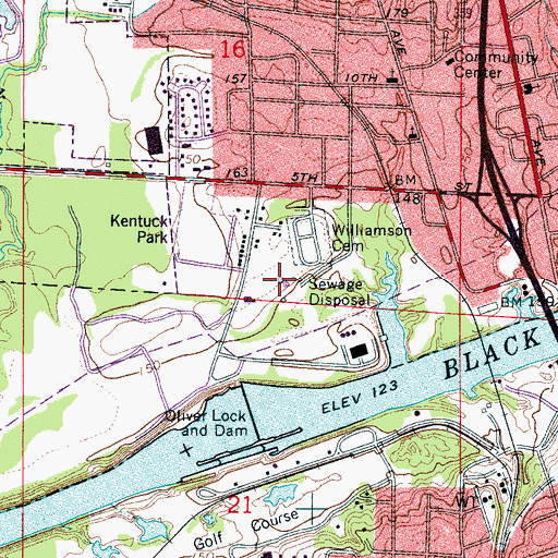 Topographic Map of Northport Sewage Treatment Plant, AL