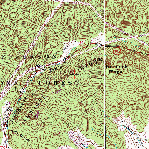 Topographic Map of Hemlock Ridge, VA
