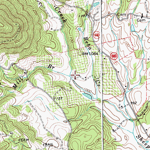 Topographic Map of Hemp Mill Branch, VA