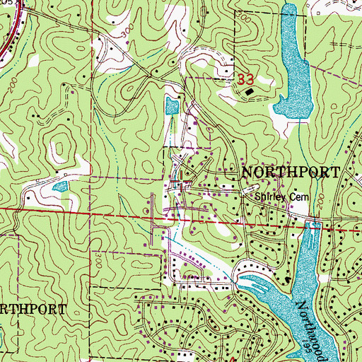 Topographic Map of Northwood Forest, AL