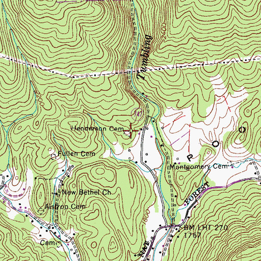 Topographic Map of Henderson Cemetery, VA