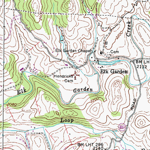 Topographic Map of Hendricks Cemetery, VA