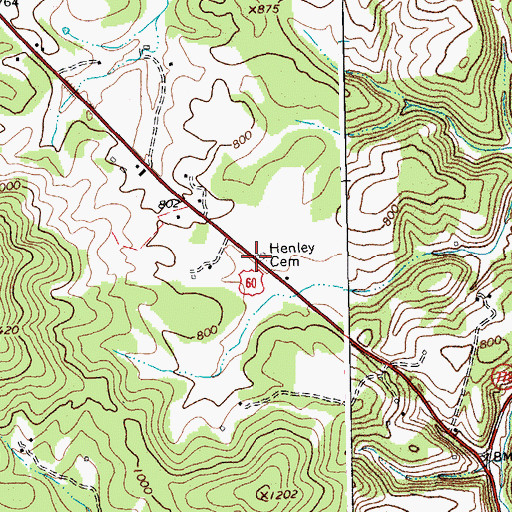 Topographic Map of Henley Cemetery, VA