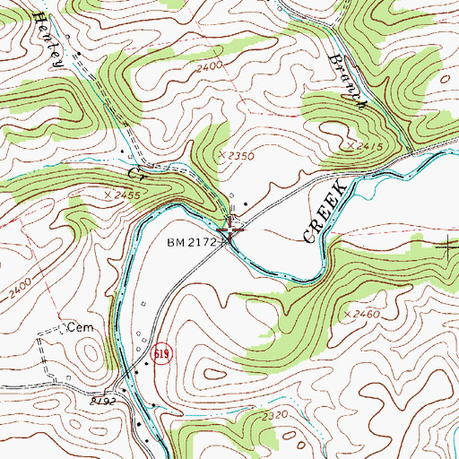 Topographic Map of Henley Creek, VA