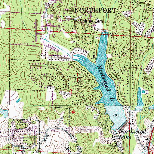 Topographic Map of Northwood Lake, AL