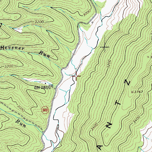 Topographic Map of Hevener Run, VA
