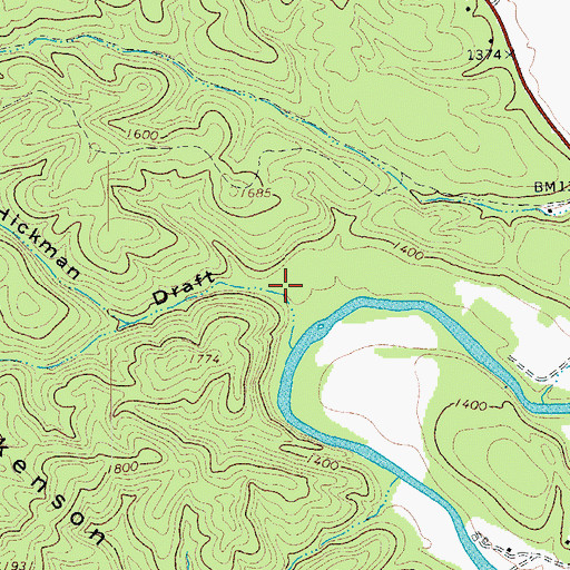 Topographic Map of Hickman Draft, VA