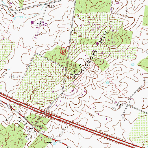 Topographic Map of Hickory Hill, VA
