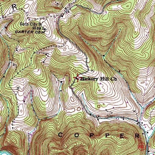 Topographic Map of Hickory Hill Church, VA