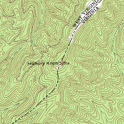 Topographic Map of Hickory Knob, VA