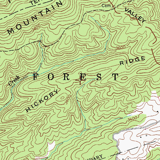 Topographic Map of Hickory Ridge, VA