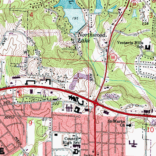 Topographic Map of Northwood Shopping Center, AL