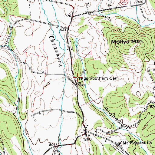 Topographic Map of Higginbotham Cemetery, VA