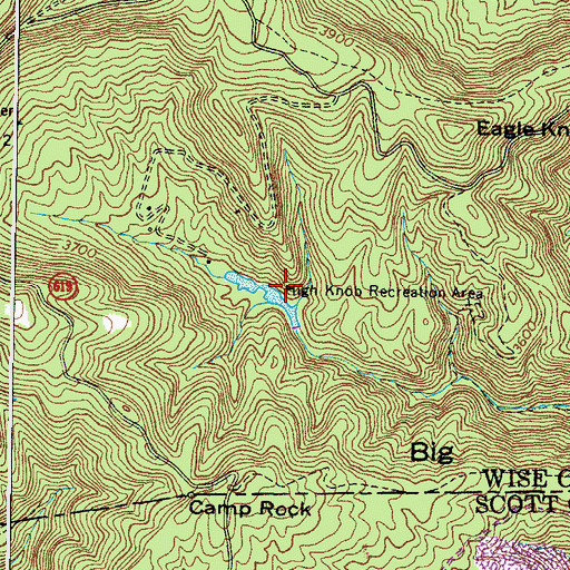 Topographic Map of High Knob Recreation Area, VA