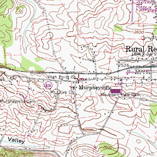 Topographic Map of High Point Church, VA