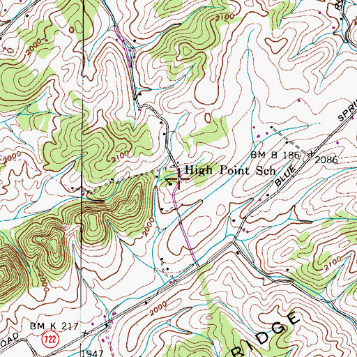 Topographic Map of High Point Elementary School, VA