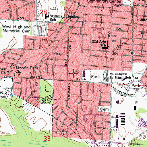 Topographic Map of Oak Ridge, AL