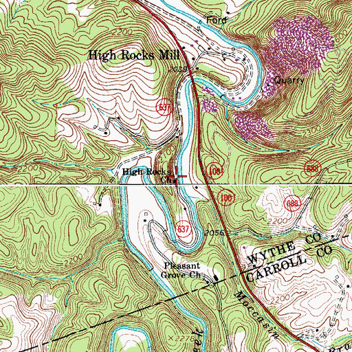 Topographic Map of High Rocks Church, VA