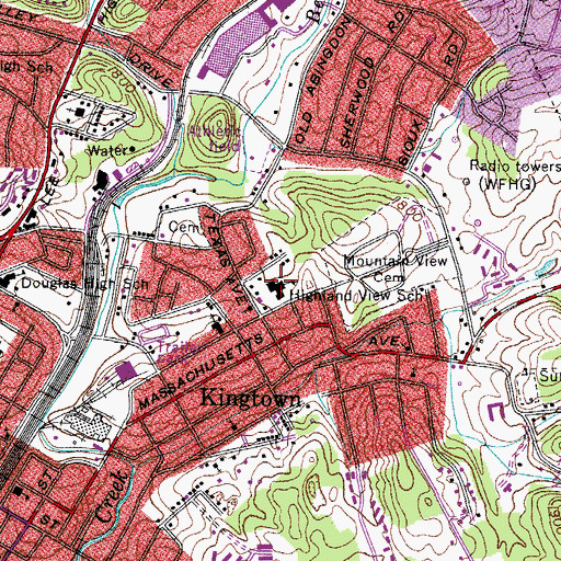 Topographic Map of Highland View Elementary School, VA