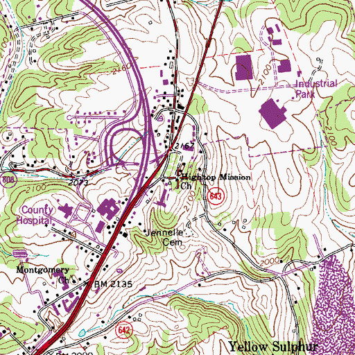Topographic Map of Hightop Mission Church, VA