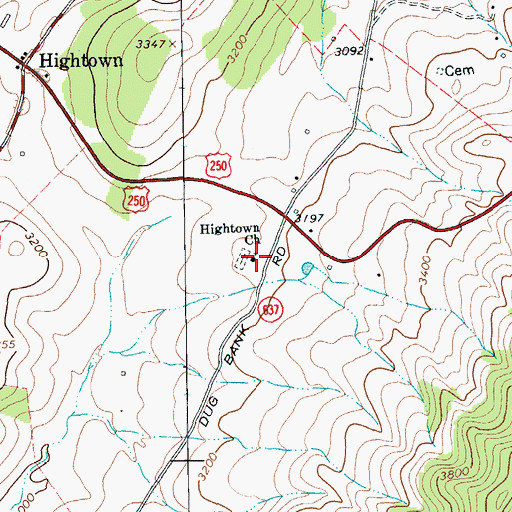 Topographic Map of Hightown Church, VA