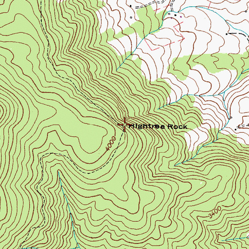 Topographic Map of Hightree Rock, VA