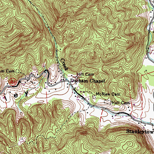 Topographic Map of Hill Cemetery, VA