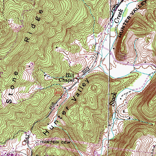 Topographic Map of Hill Chapel, VA