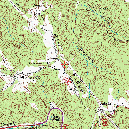 Topographic Map of Hill Ridge, VA