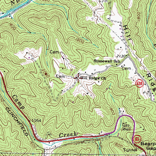 Topographic Map of Hill Ridge Church, VA